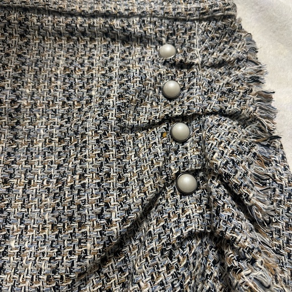 Zara Textured Tweed Skirt in Light Blue Black and Gold - Picture 2 of 5